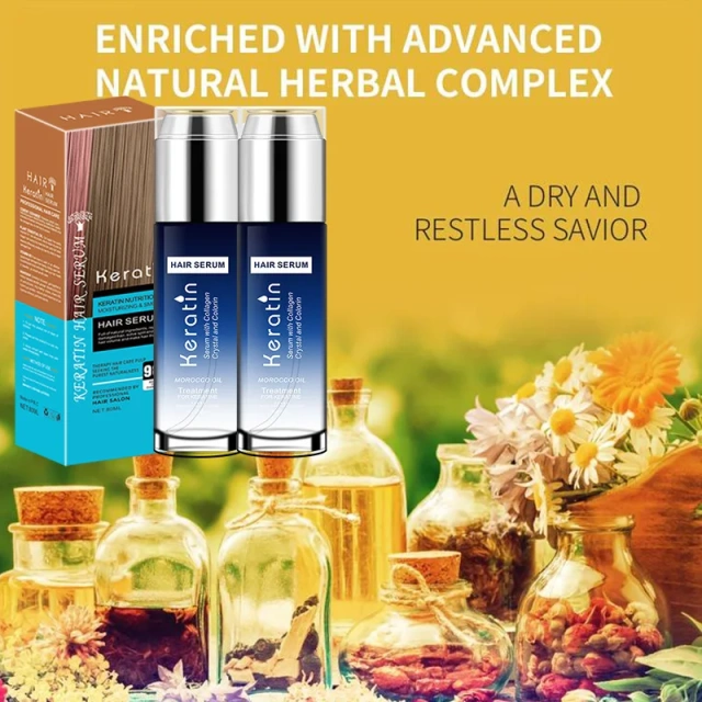 80ml Keratin Organic for Nourishing Smoothing for Dyed Curly Straight for Dry Hair Hair Care Serum Oil