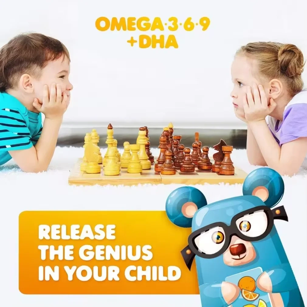 WELLBODY Halal Natural Organic Omega 3 DHA Kids Gummies for Vitamin and Brain Support | Private Label Factory Supply