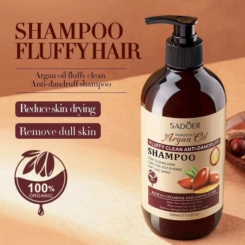 Hot Selling Argan Oil Fluffy Shampoo 500ml Anti-dandruff Improve Hair Growth Nourishing Shampoo for Dry Hair
