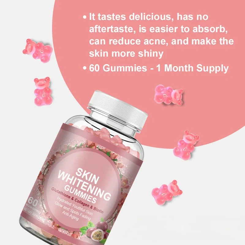 Cross Border Export Skin Whitening Gummies Revitalize the Skin and Bid Farewell to Dullness Source Factory Spot Goods 60capsules