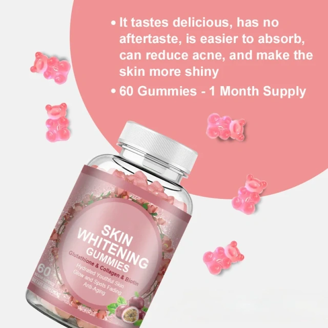 Cross Border Export Skin Whitening Gummies Revitalize the Skin and Bid Farewell to Dullness Source Factory Spot Goods 60capsules