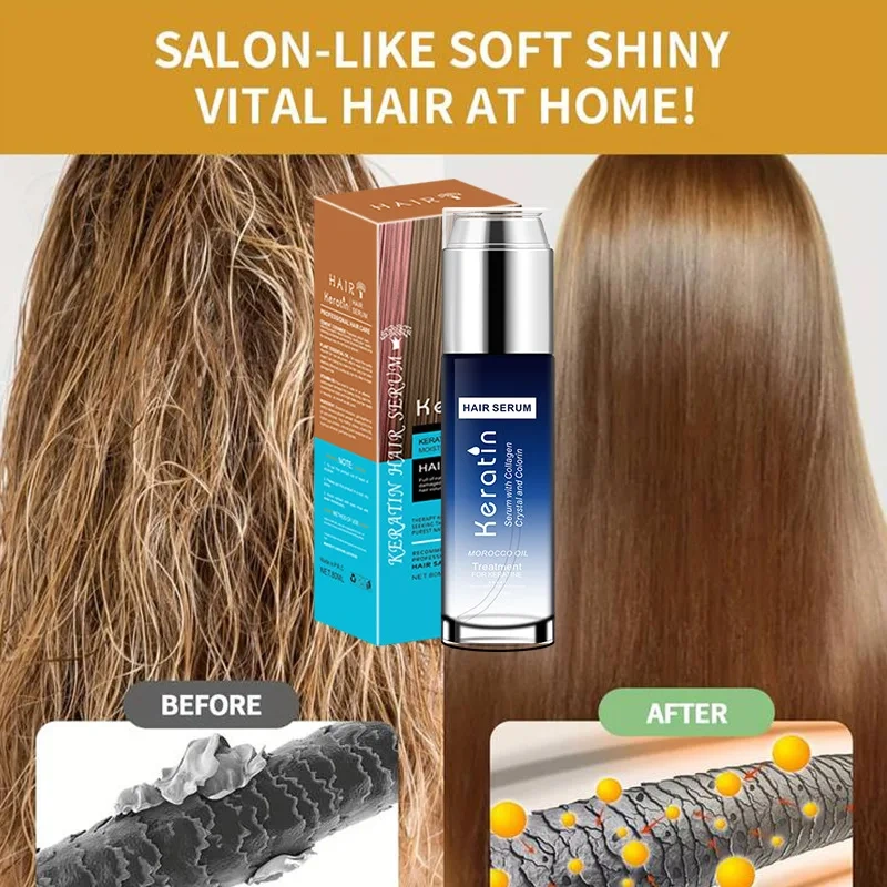 80ml Keratin Organic for Nourishing Smoothing for Dyed Curly Straight for Dry Hair Hair Care Serum Oil