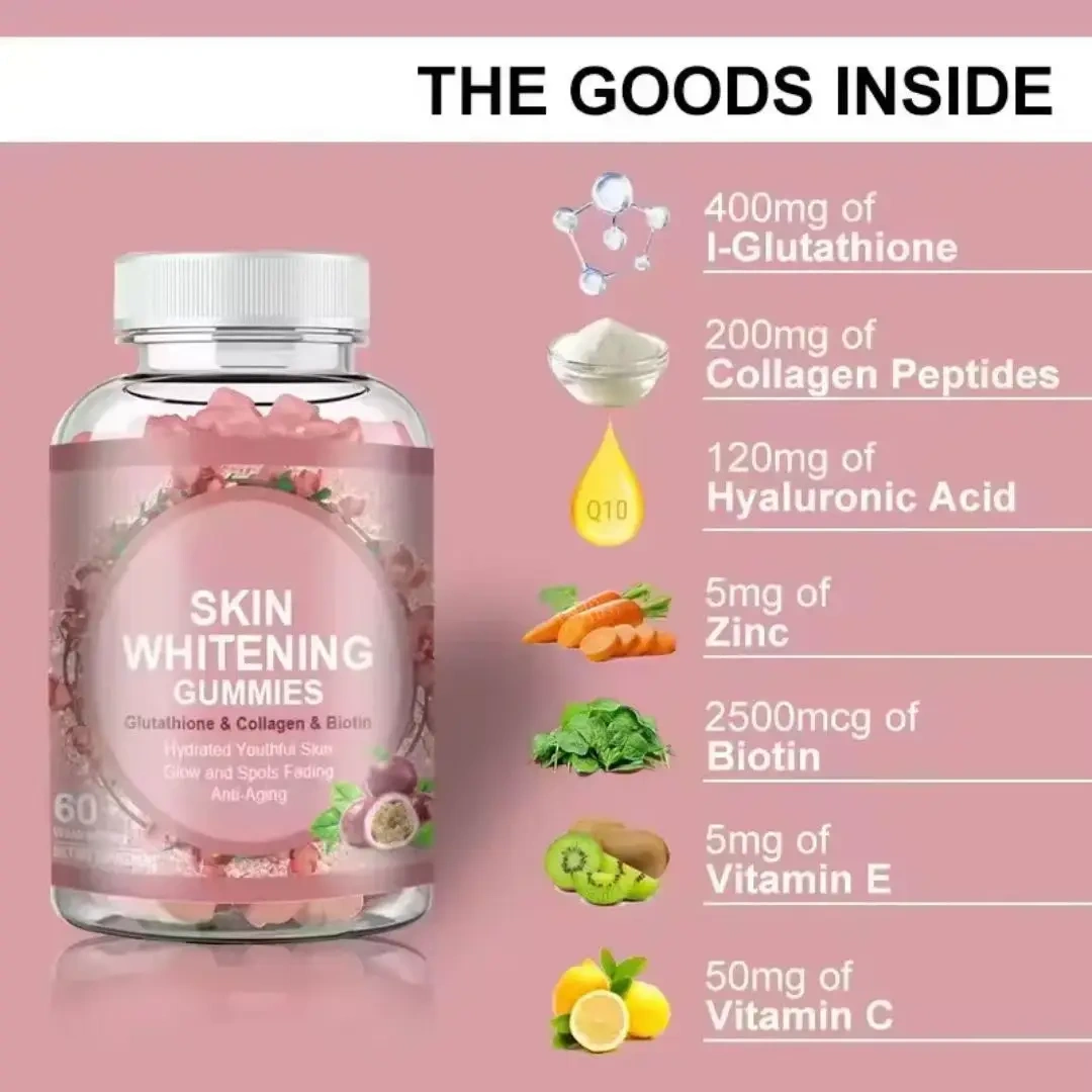 Cross Border Export Skin Whitening Gummies Revitalize the Skin and Bid Farewell to Dullness Source Factory Spot Goods 60capsules