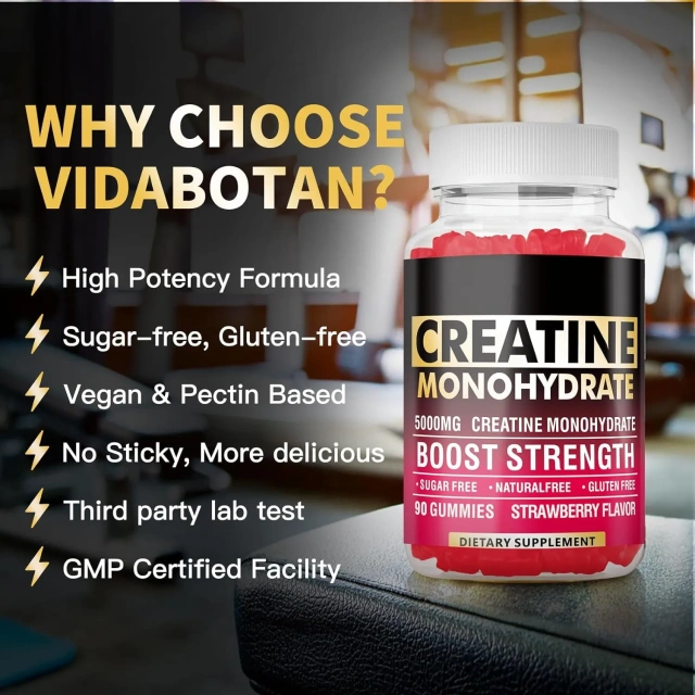 OEM Hot Sale Creatine Monohydrate Gummies 5000mg for Men & Women Chewables Creatine Monohydrate for Muscle Strength 90 Counts