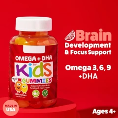 Pure Organic Children's DHA EPA Omega Gummies Multivitamin Vitamin C Gummies for Heart Brain Immune Support Not for Newborns