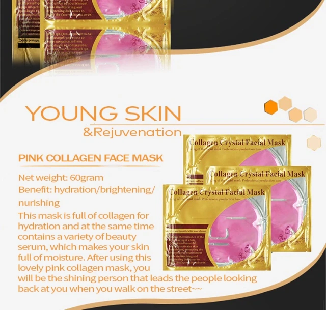Collagen Pink Korean Facial Sheet Face Mask Gold Wholesale Repairing Moisturizing Anti-aging Nourishing Rose Crystal Beauty Skin