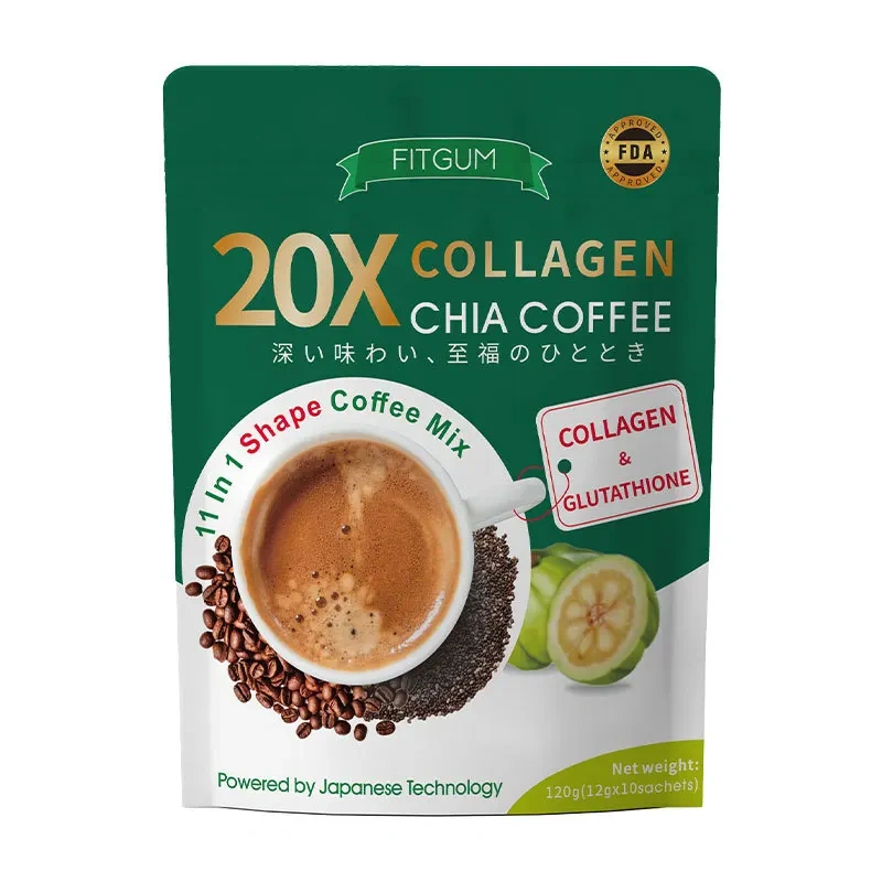 Original Collagen Coffee with Sweet Chocolate Flavor Chia Seed Wrapped Popular Cross-Border Foreign Trade Instant Coffee in Bag