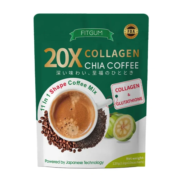 Original Collagen Coffee with Sweet Chocolate Flavor Chia Seed Wrapped Popular Cross-Border Foreign Trade Instant Coffee in Bag