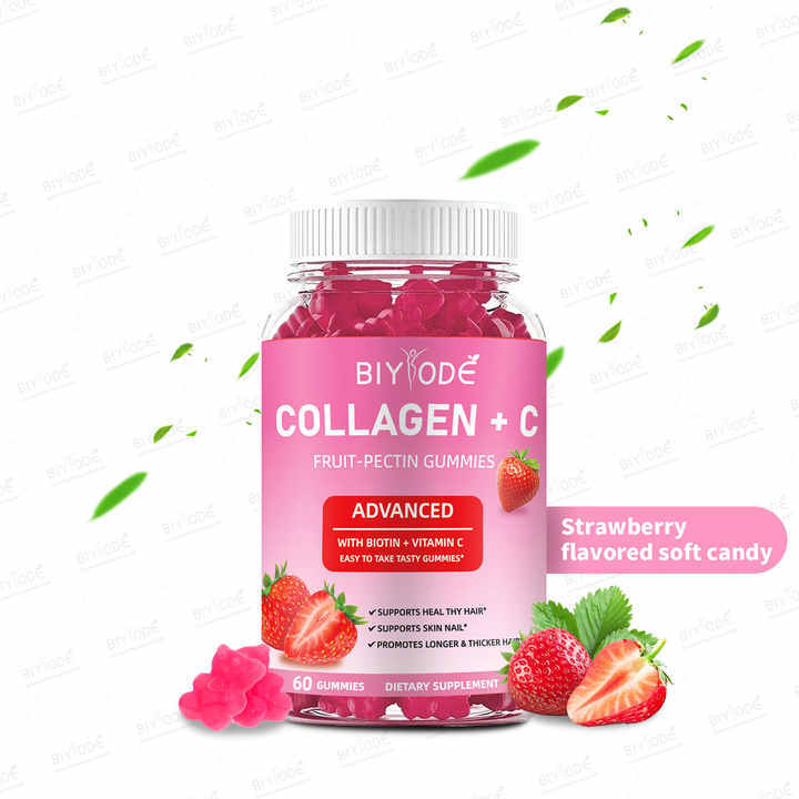 Jiabeikang Factory Vitamin and Supplement Wholesale Organic Multivitamins Skin Hair Nails Health Collagen+C Fruit-Pectin Gummies