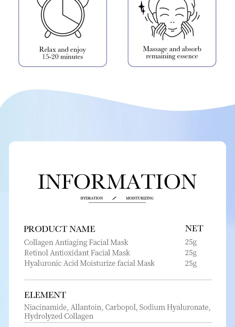 Beauty Product BIOAQUA Private Label Korean Skin Care Facial Mask Whitening and Moisturizing Hyaluronic Acid Sheet Mask