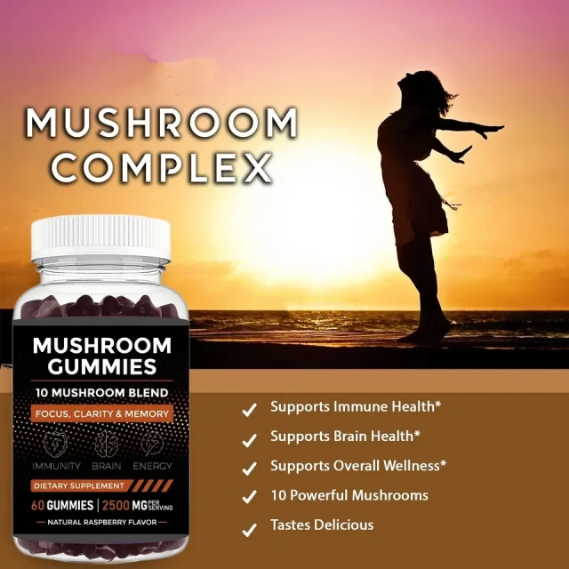 Green Mushroom Gummies Mushroom Complex Gummies Brain Booster Immune