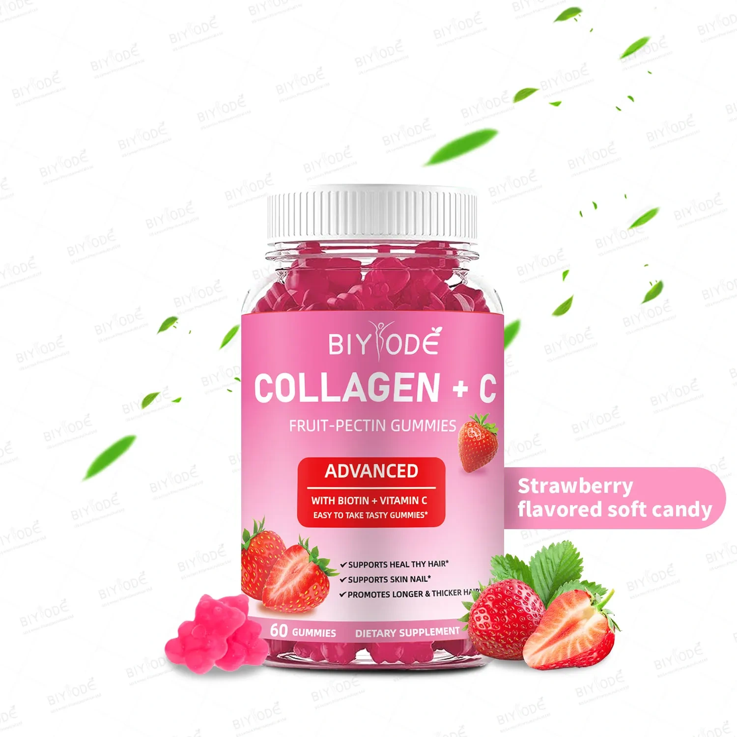 Jiabeikang Factory Vitamin and Supplement Wholesale Organic Multivitamins Skin Hair Nails Health Collagen+C Fruit-Pectin Gummies
