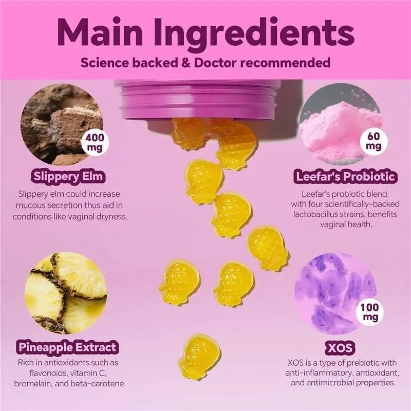 In Stock Elm Pineapple Women's Probiotic Gummies Factory Direct Sale for Adults and Pregnant Women TK Foreign Trade Cross-Border