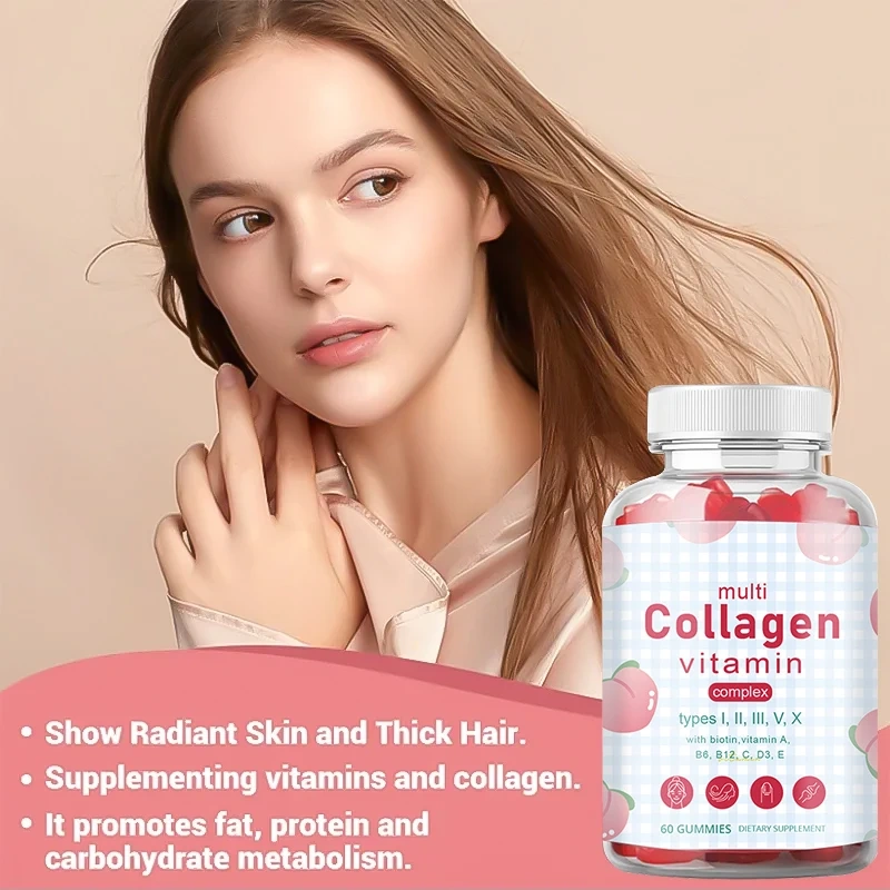 Wholesale Collagen Gummies Vitamin Biotin Supplement Improve Hair Skin and Nails Gummies Vitamin Kollagen Collagen Gummies
