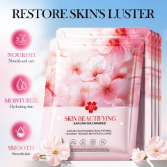 OEM SADOER Factory Price Korean Skin Care Sakura Nicotinamide Whitening Nourishing Moisturizing Facial Mask Wholesale