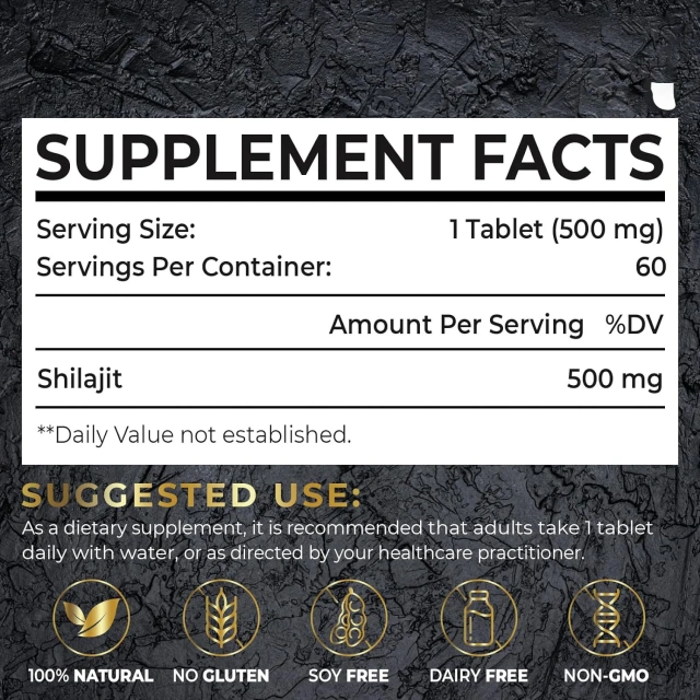 OEM/ODM Shilajit Tablet with 85+ Trace Minerals Organic Fulvic Acid Himalayan Resin-Pure Private Labels for Adults