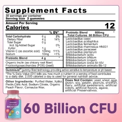 Lifeworth Custom 10 Billion CFU/G Lactobacillus Salivarius Powder Lactobacillus Salivarius Probiotic Multi Vitamin Gummy