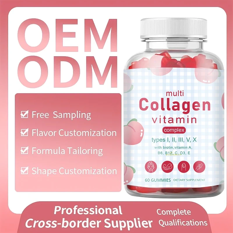 Wholesale Collagen Gummies Vitamin Biotin Supplement Improve Hair Skin and Nails Gummies Vitamin Kollagen Collagen Gummies