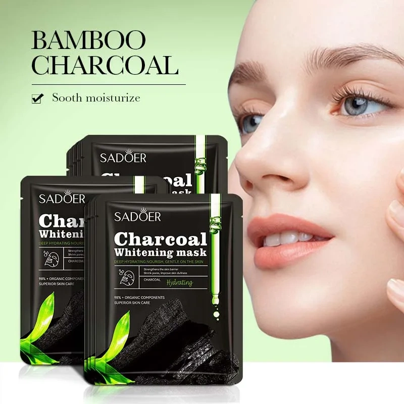 Nourishing Facial Sheet Mask Set Vitamin C Skincare for Face Collagen Charcoal Whitening Mask