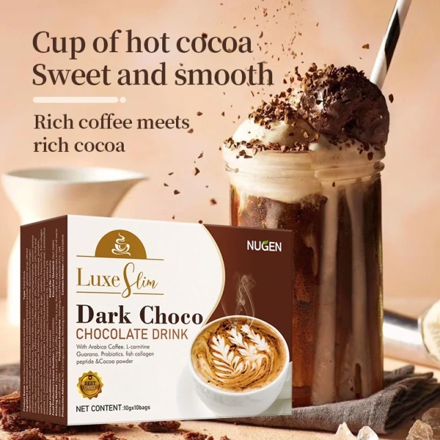 Dark Chocolate Instant Drinks Coffee Infused Freeze-dried Cream Collagen Peptide Plant Extracts for Adults Herbal Supplement