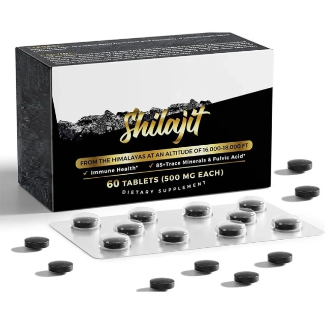 OEM/ODM Shilajit Tablet with 85+ Trace Minerals Organic Fulvic Acid Himalayan Resin-Pure Private Labels for Adults