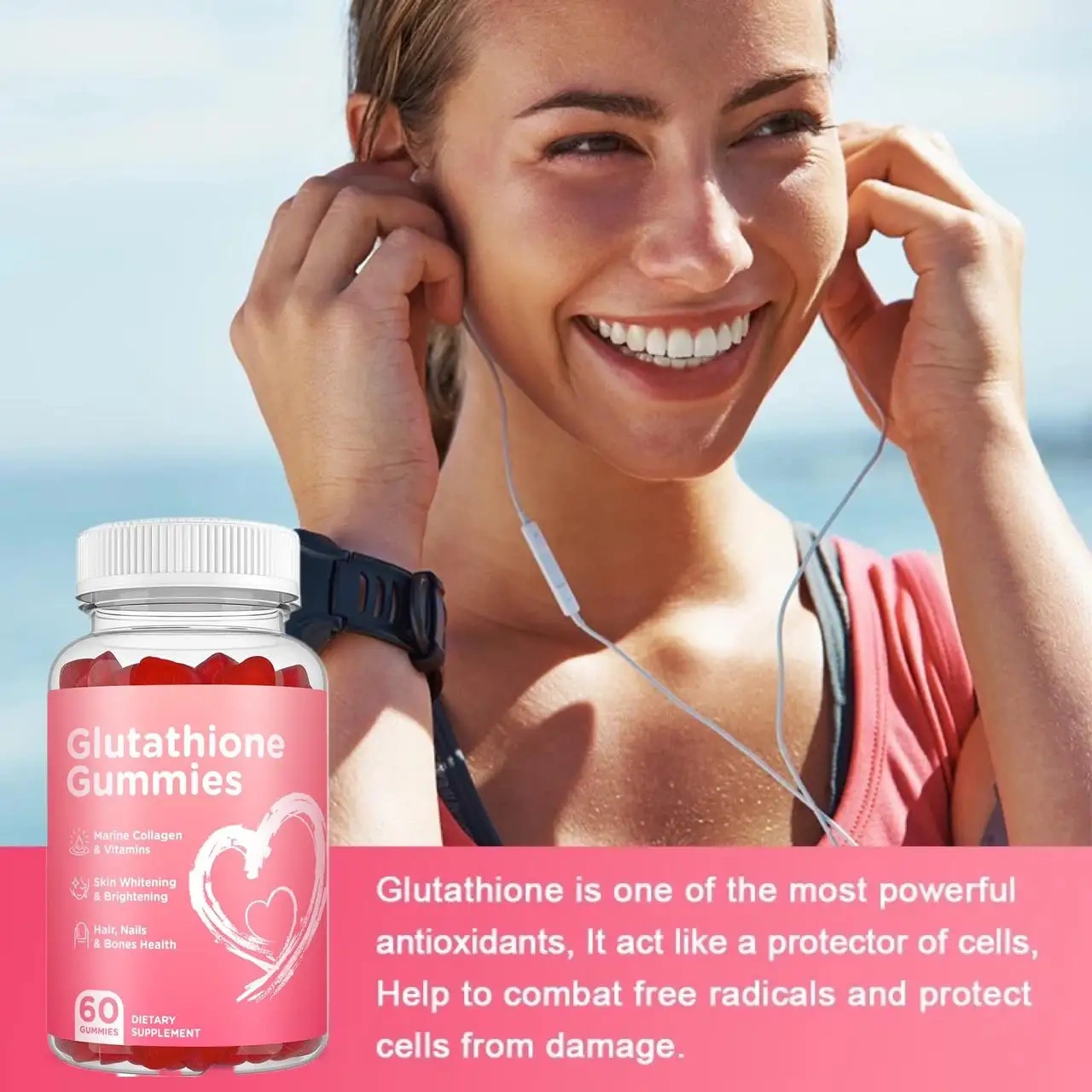 OEM Private Label Gluta Skin Gummies Whitening Glow Brightening Acne Marks Light Spot Collagen Adults