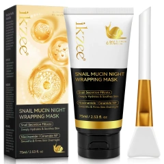 IKZEE 75ml Facial Smoothing Firming Deep Hydrating Snail Mucin Night Wrapping Mask Private Label Peel Off Collagen Facial Mask