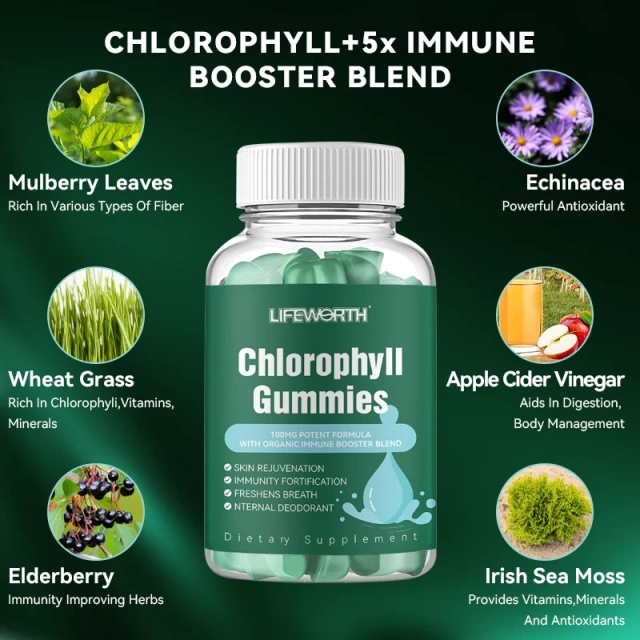 Lifeworth Halal Gummy Bear Candy Chlorophyll Powder Antioxidant for Adults