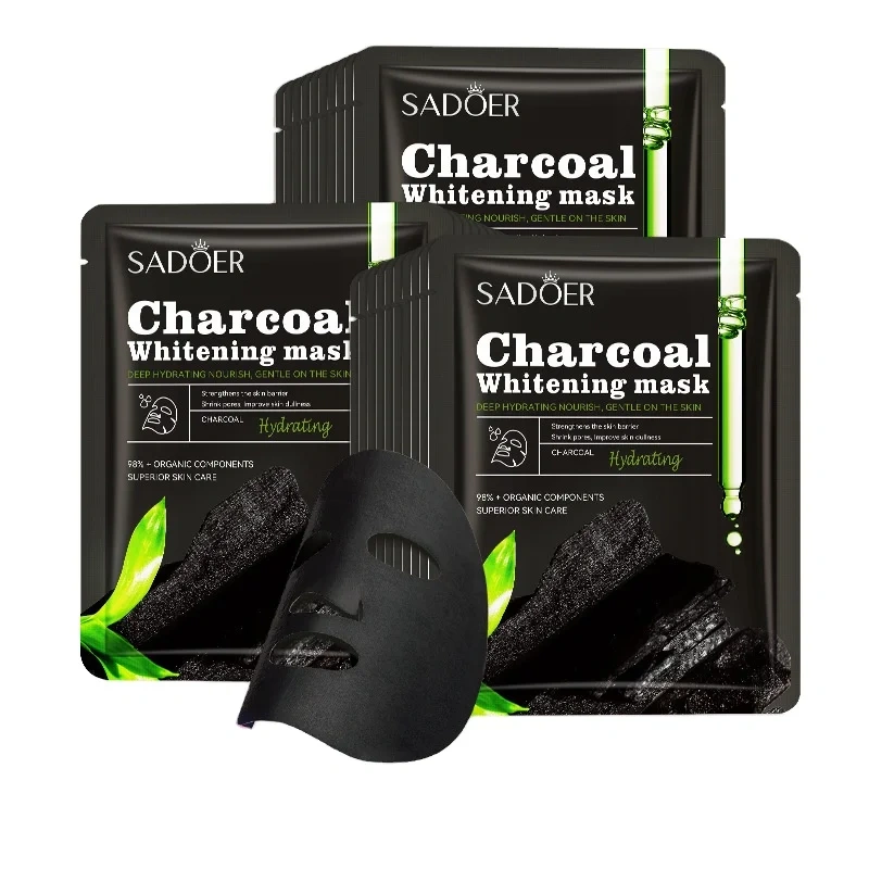 Nourishing Facial Sheet Mask Set Vitamin C Skincare for Face Collagen Charcoal Whitening Mask