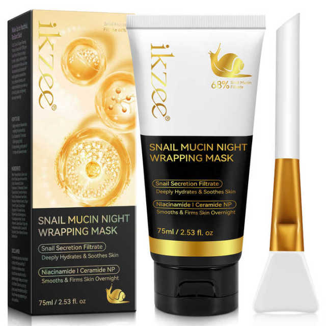 IKZEE 75ml Facial Smoothing Firming Deep Hydrating Snail Mucin Night Wrapping Mask Private Label Peel Off Collagen Facial Mask