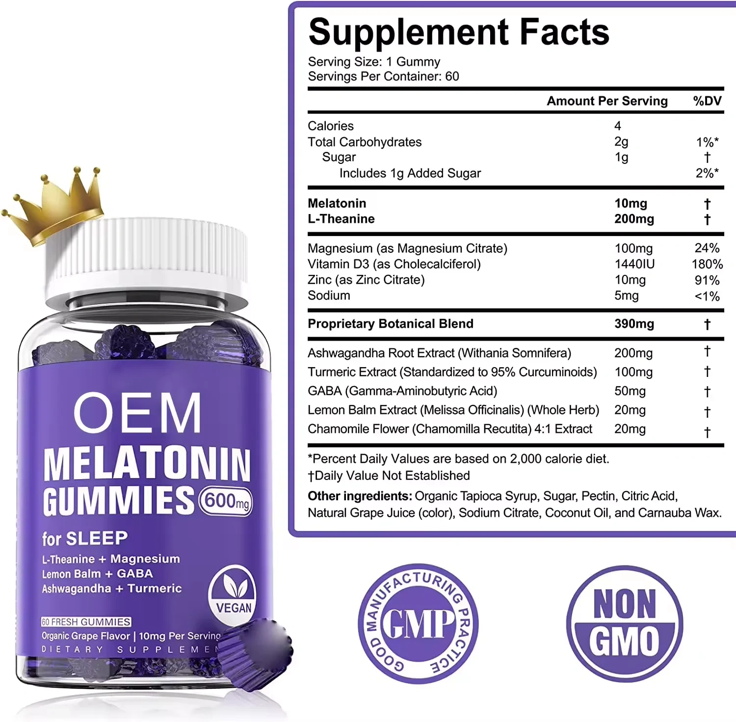 OLLI OEM/ODM Private Label Factory Supply Melatonin Gummies Sleep Supplement Relaxing Body