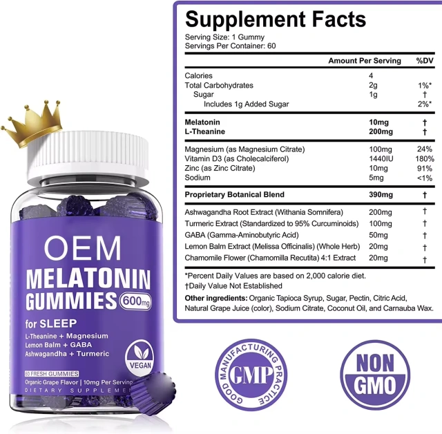 OLLI OEM/ODM Private Label Factory Supply Melatonin Gummies Sleep Supplement Relaxing Body