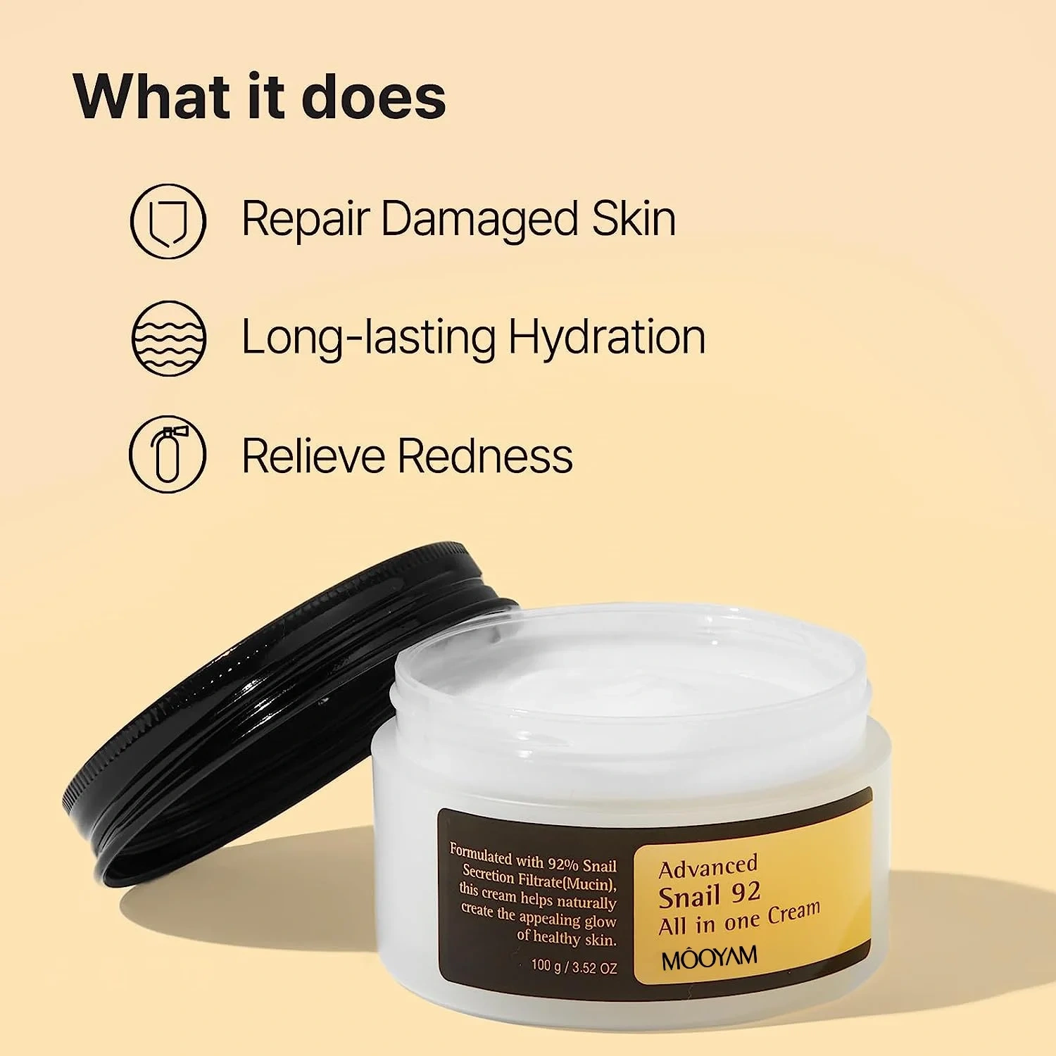 Private Label Snail Mucin 92% Moisturizer Daily Repairing Snail Face Cream