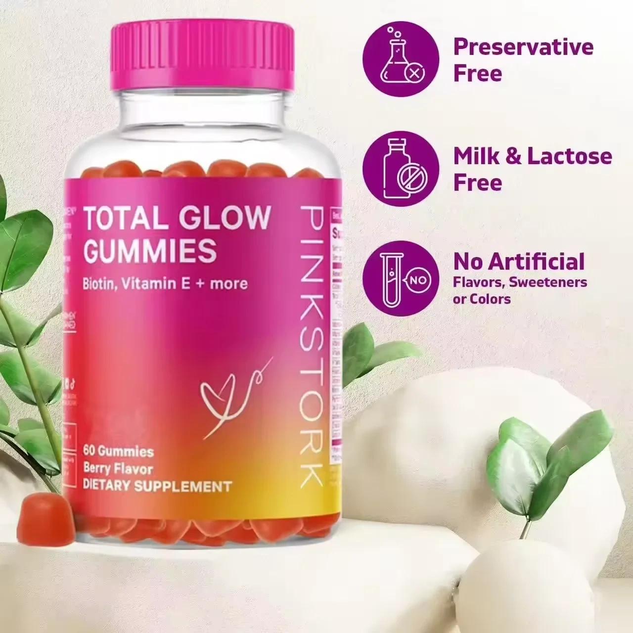 Vitahealthy OEM/ODM Private Label Factory Supply Healthcare Products Beauty Gummies Total Glow Gummies for Skin Care Beauty