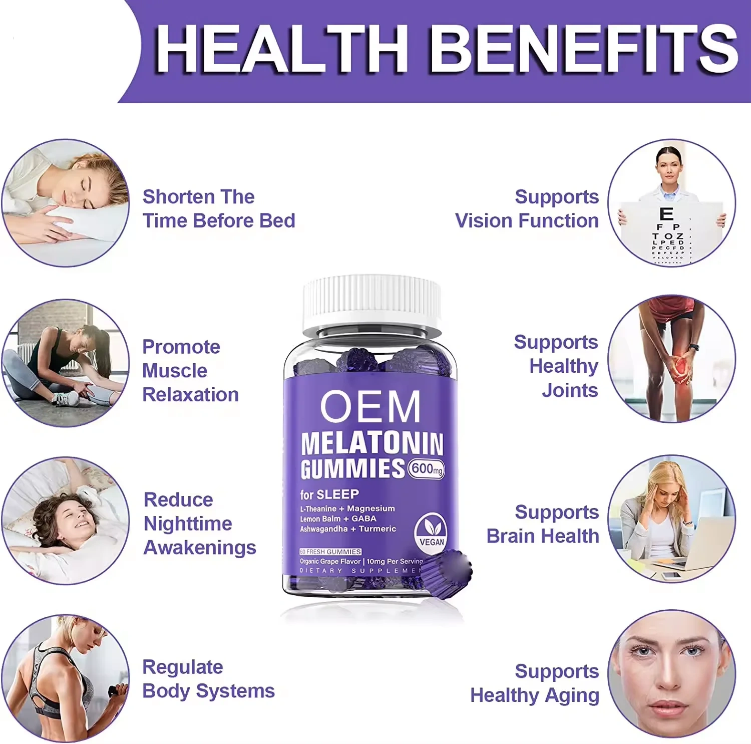 OLLI OEM/ODM Private Label Factory Supply Melatonin Gummies Sleep Supplement Relaxing Body