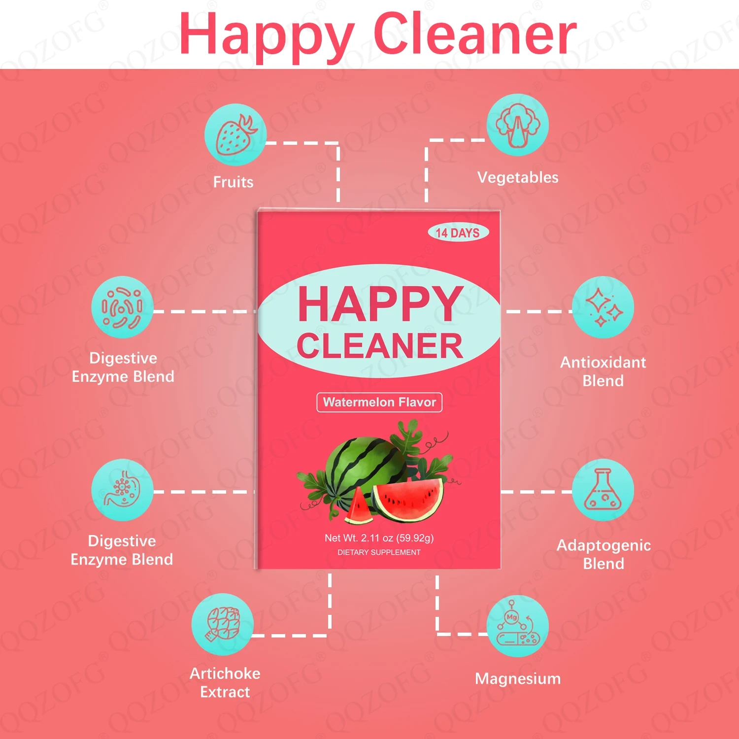 OEM Hot Sale Burning Boost Fruits and Vegetables Extract Watermelon Flavor Happy Cleaner Powder for Adult