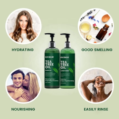 Hot Sale Oem Korean Hair Care Products Shampoo Conditioner Combo Tea Tree Oil Shampoo Natural Hair Conditioner and Shampoo Set