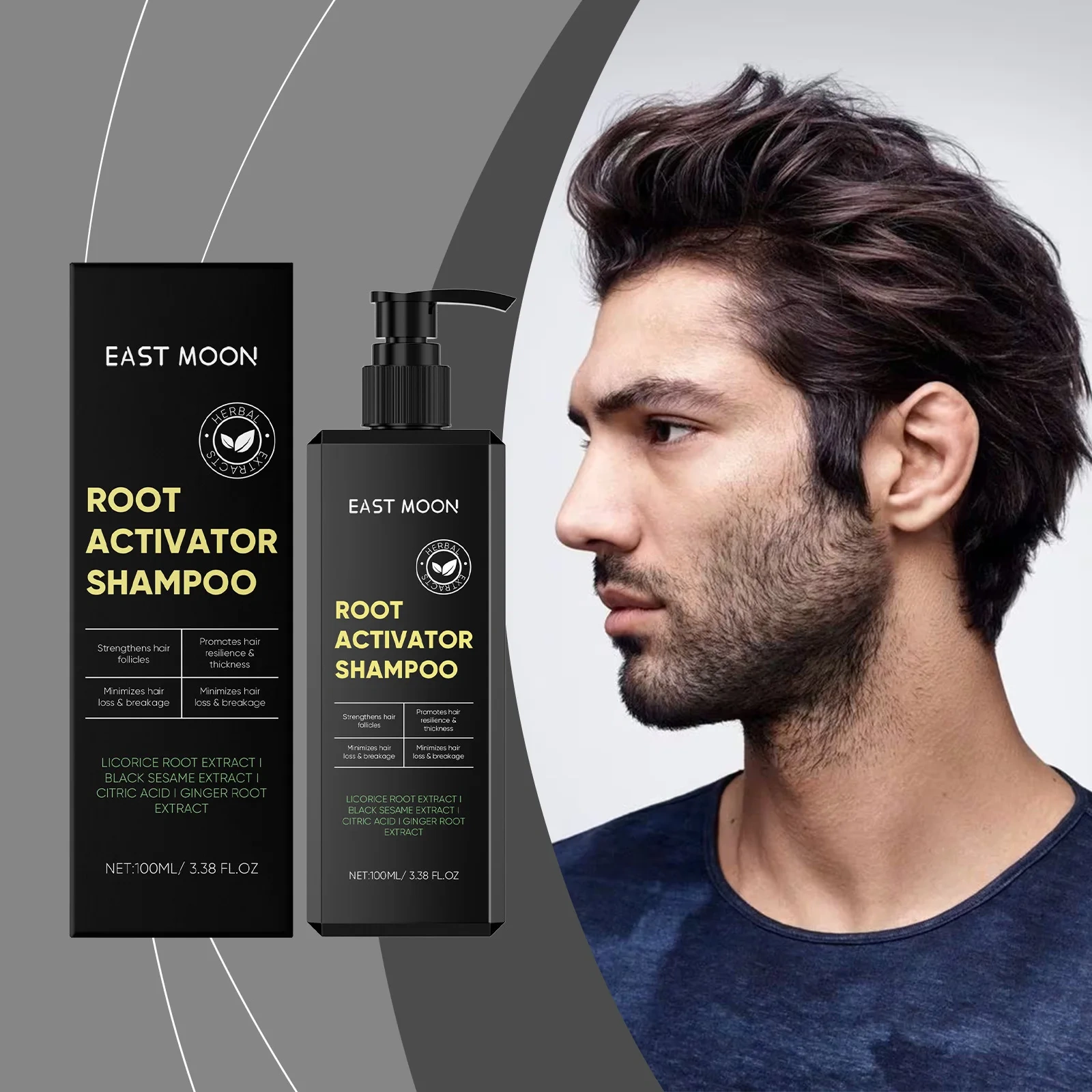 Private Logo Deep Cleansing Hair Shampoo for Men Moisturizing Hair Root Oil-control Refreshing Smoothing Hair Product