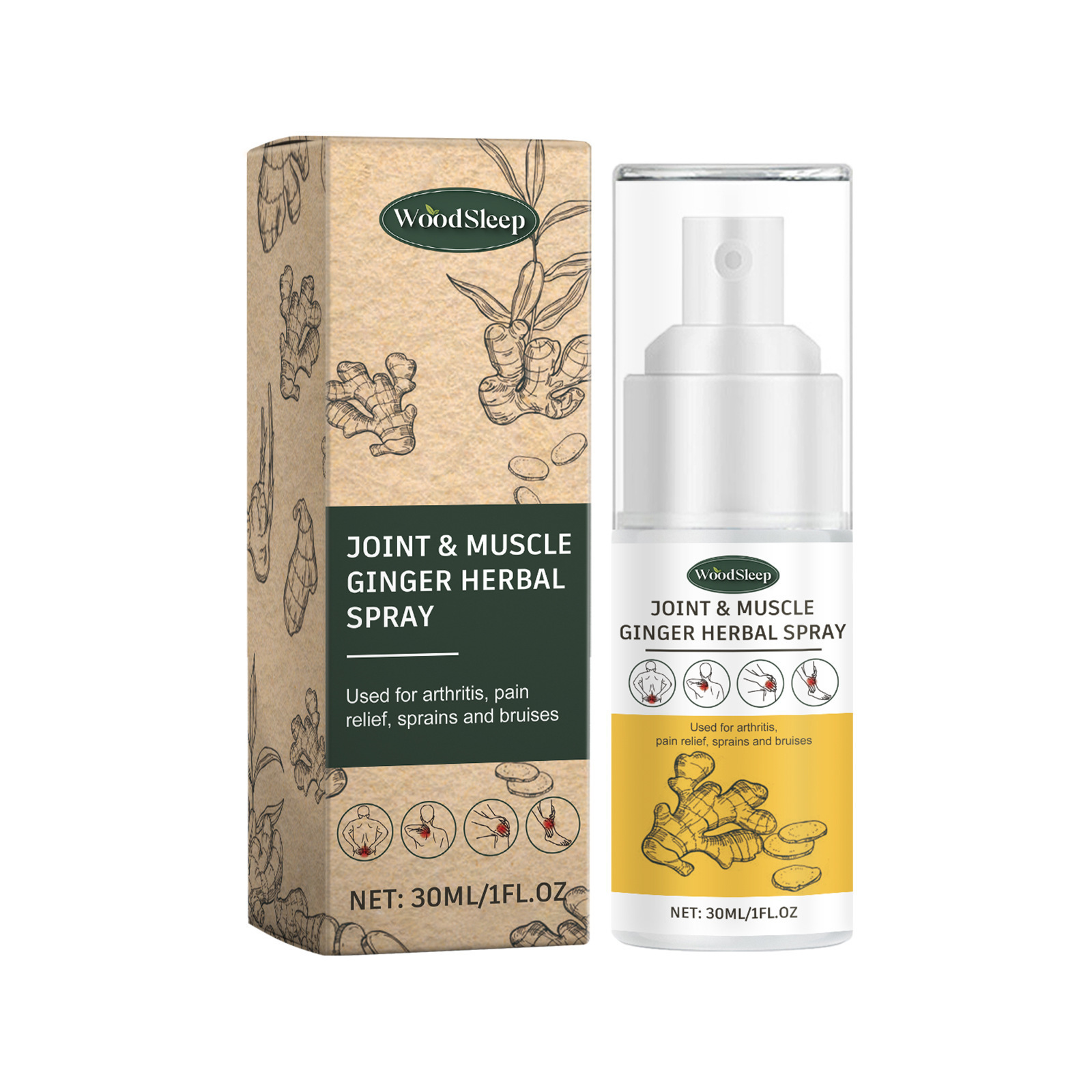 Woodsleep Ginger Herbal Series Relieve Sore Muscles and Swelling Discomfort Body Health Care