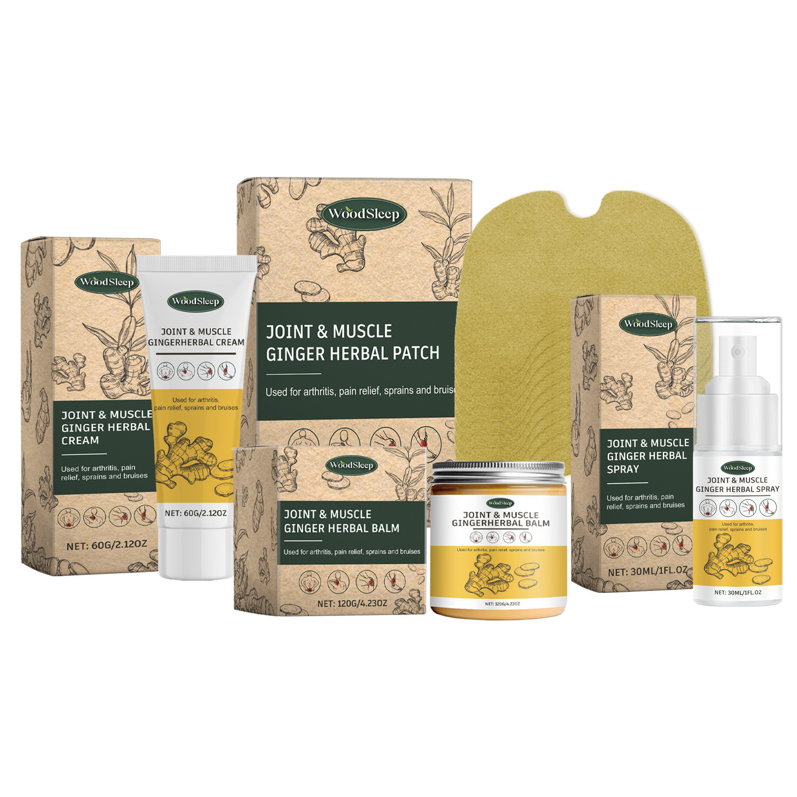 Woodsleep Ginger Herbal Series Relieve Sore Muscles and Swelling Discomfort Body Health Care