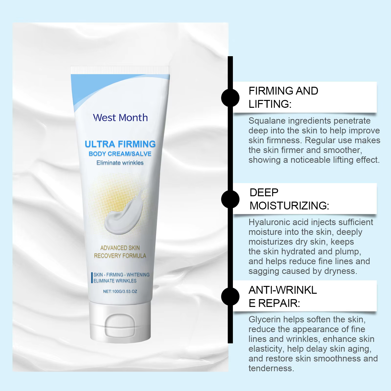 West&Month High Quality Firming Moisturizing and Lightweight Skin Lifting Massage Body Lotion