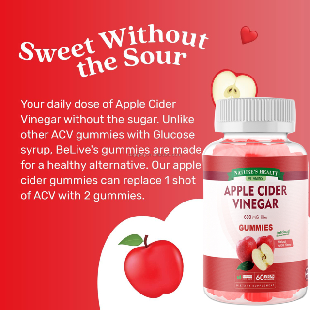 Wholesale Factory Price  Beauty apple Cider Vinegar Gummies for Weight Loss Apple Cider Vinegar Gummies