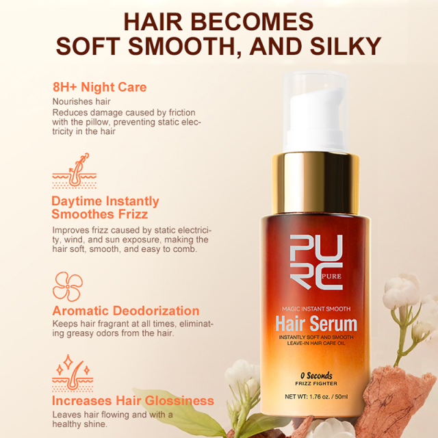Private Label Instant Soft Smooth Silk Hair Serum Oil Nourishing Smoothing Hair Treatment Oil Organic Hair Oil Serum