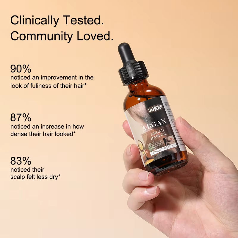 Private Label Herbal Organic Hair Oil 60ml Natural Moroccan Argan Oil for Hair Treatment Scalp Care Anti Hair Loss Serum Oil