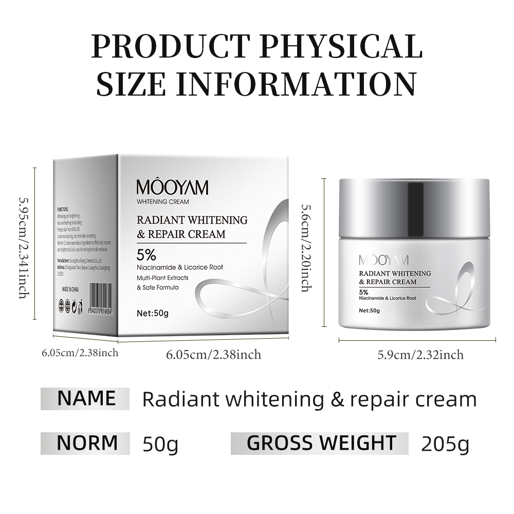 MooYAM Luxury Design Face Repair Cream Private Label OEM Anti-Wrinkle Whitening Facial Cream Niacinamide 50g Vegan Ingredients