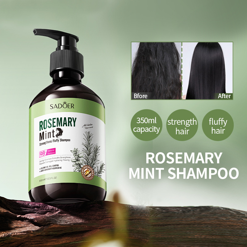 Sadoer 350ml Rosemary Mint Strength Fluffy Shampoo Cleaning Nourishing Strands Strengthening Breakage Preventing Hair Shampoo