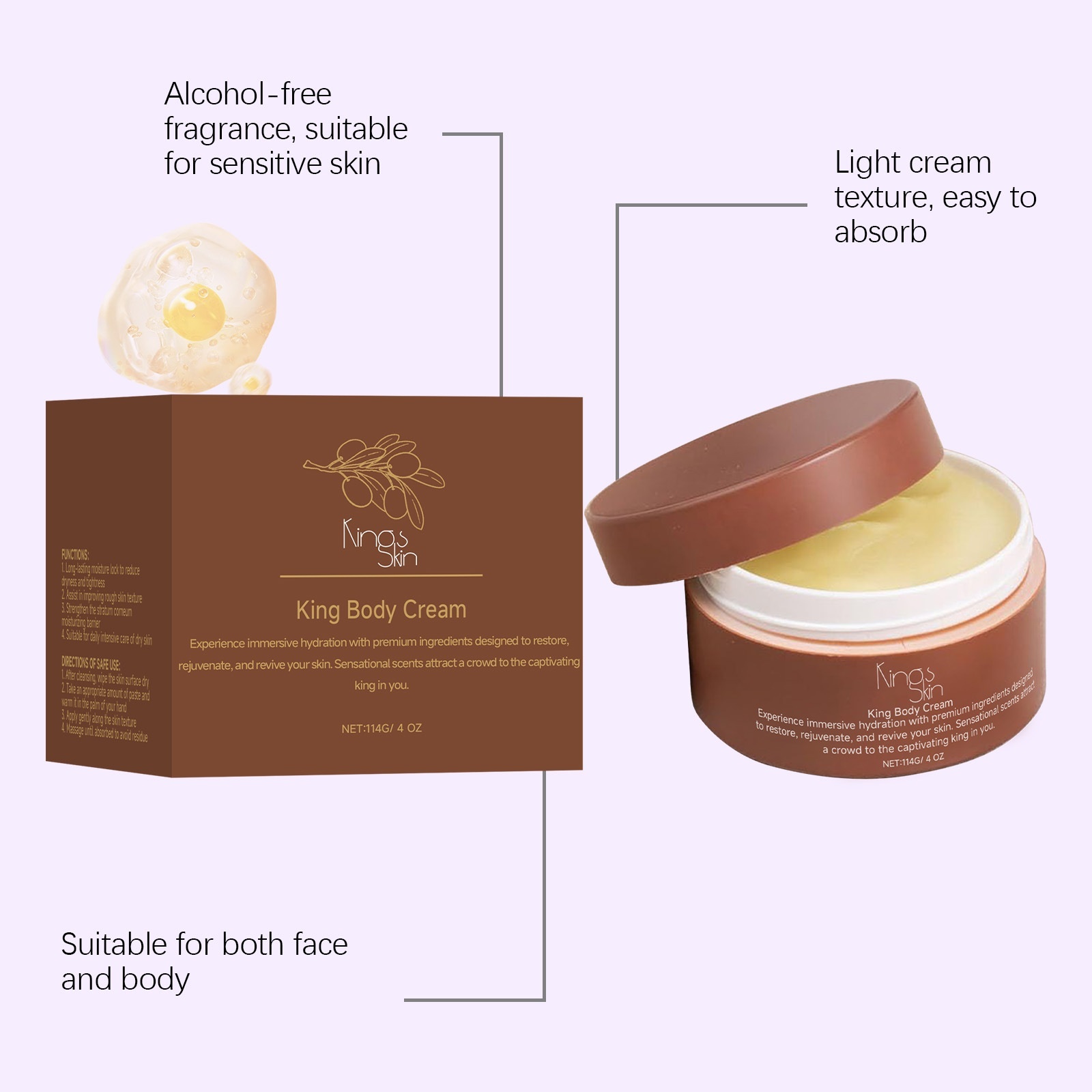 Shea Butter Body Cream for Daily Care Whole Body Massage Effect Softening and Refreshing Moisturizer for Nourishing Skin