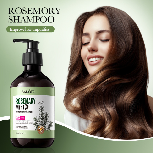 Sadoer 350ml Rosemary Mint Strength Fluffy Shampoo Cleaning Nourishing Strands Strengthening Breakage Preventing Hair Shampoo