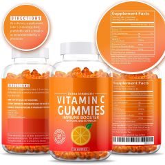 OEM Private Label Vitamin C Gummies Orange Skincare Supplement for Adults and Newborns Skin Whitening and Brightening