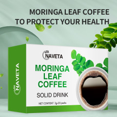 Private Brand Natural Moringa Leaf Instant Coffee Powder Sweet Chocolate Flavor Box Packaging Fat Burning and Detox Effects